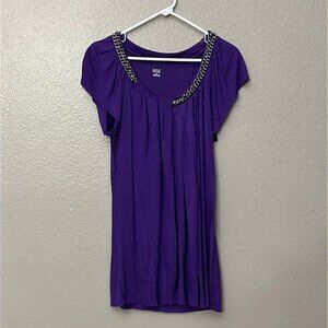 Ana a New Approach Purple Tunic top with Chain embellishment M